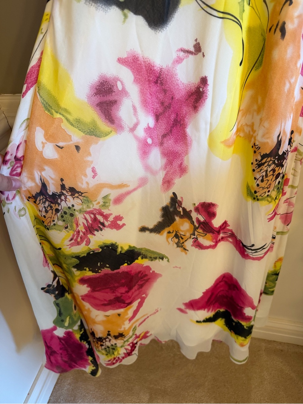 Faviana Y2K Jeweled V-Neck Floral Maxi Dress in White, Pink & Yellow - Picture 4 of 11